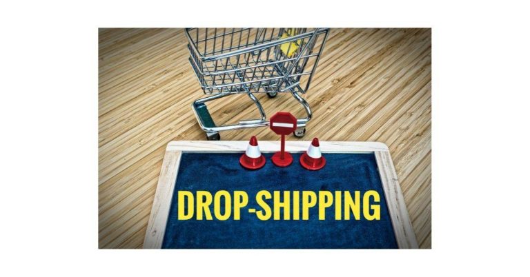 Shopping cart image with words drop shipping